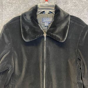 HAROLD’S Coat Women’s Black Large Velvet Fur Trim Collar Full Zip Lined Jacket